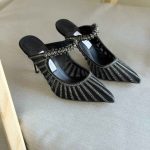 Jimmy Choo Bing 100 Black Mesh & Velvet Mules