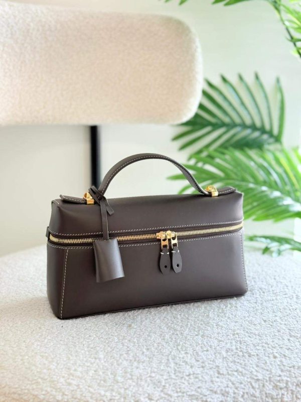 Loro Piana Extra L27 Dark Chocolate Calfskin Shoulder Bag