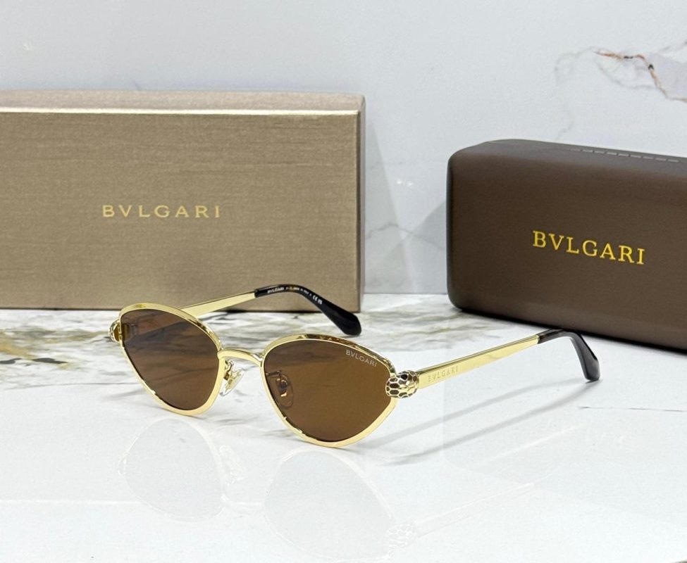 Bvlgari Serpenti Metal Oval Frame Sunglasses Brown