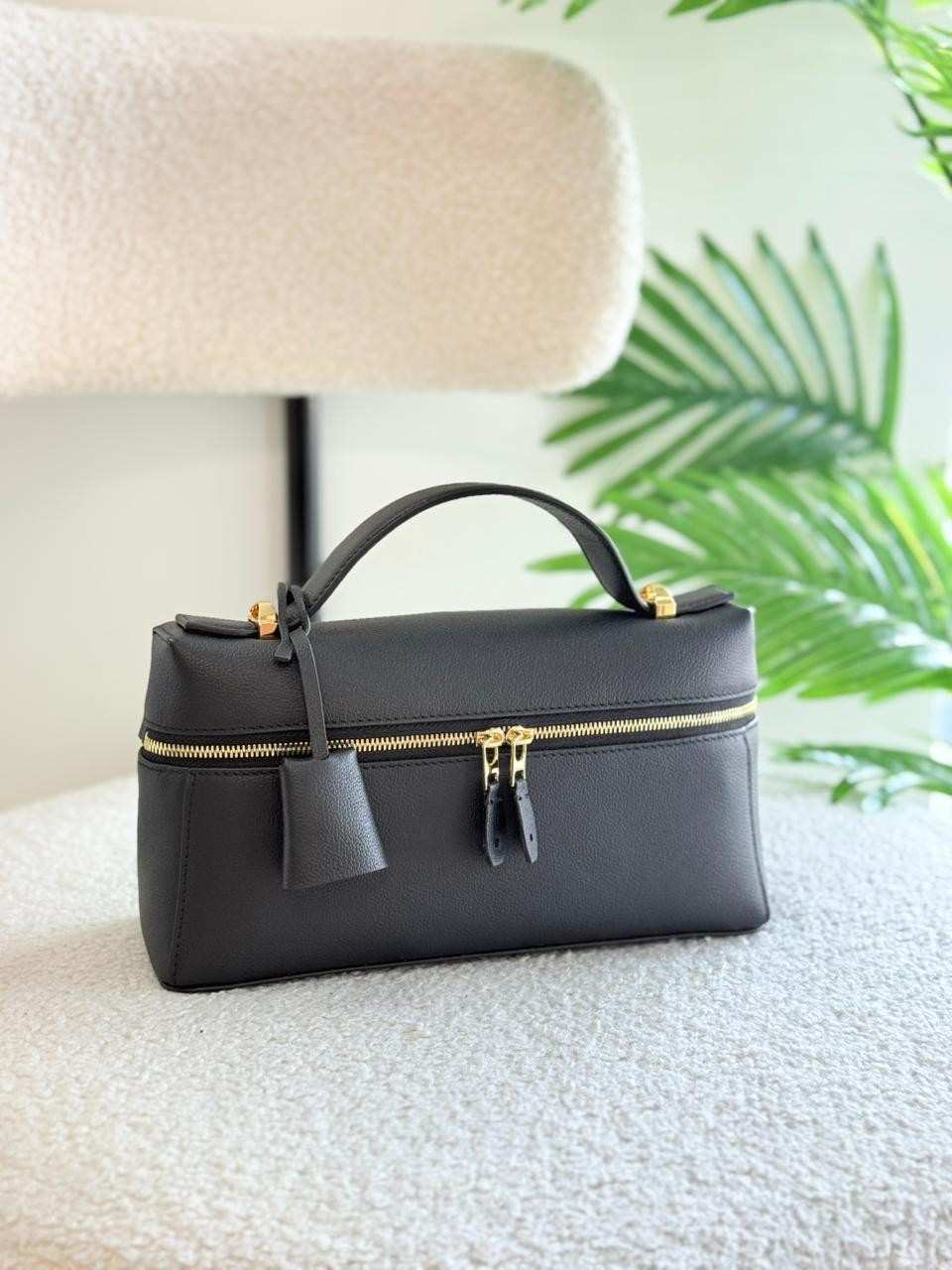 3 Loro Piana Extra L27 Black Calfskin Shoulder Bag