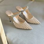 Jimmy Choo Bing 100 Beige Mesh & Velvet Mules