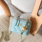 Chanel Light Blue Lambskin Quilted Mini Pearl Crush Vanity Case With Chain In Dubai