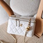 CHANEL Small Pearl Crush White Quilted Lambskin Vanity Case With Chain In Dubai