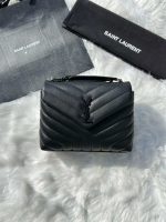 Saint Laurent Loulou Black Quilted Matelasse Lambskin Small Bag - Image 3