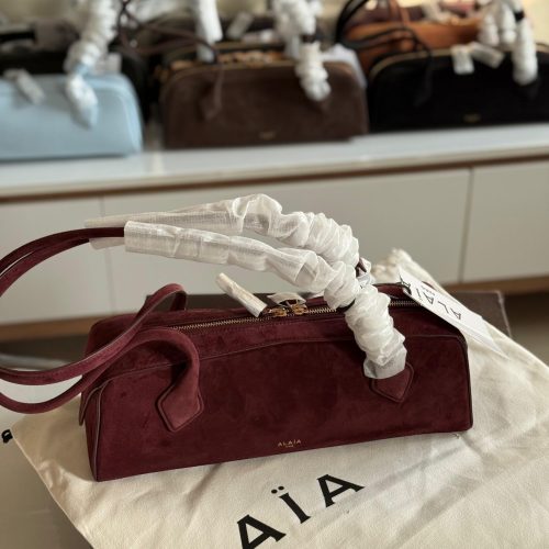 Alaia Le Teckel Suede Burgundy Medium
