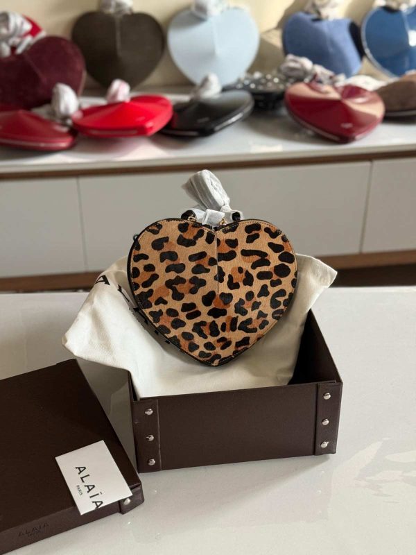 Alaia Le Coeur Bag Beige & Black Leopard Print