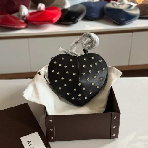 Alaia Le Coeur Bag Black Calfskin Studded