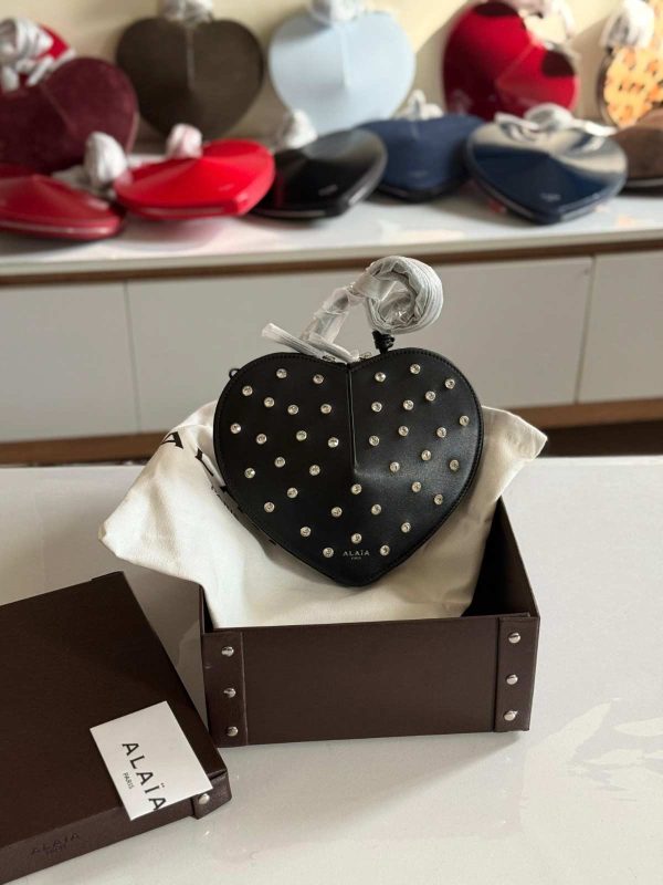 Alaia Le Coeur Bag Black Calfskin Studded