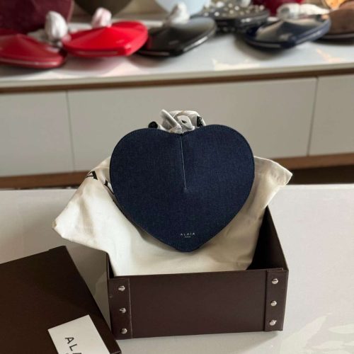 Alaia Le Coeur Bag Blue Denim Calfskin