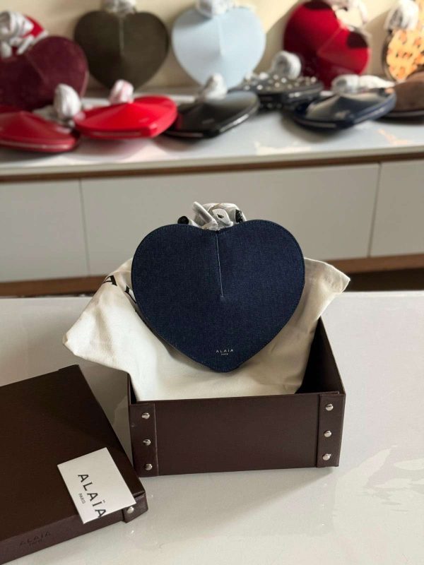 Alaia Le Coeur Bag Blue Denim Calfskin
