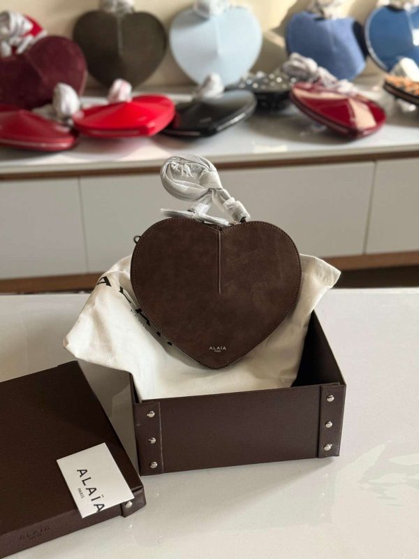 Alaia Le Coeur Bag Brown Suede