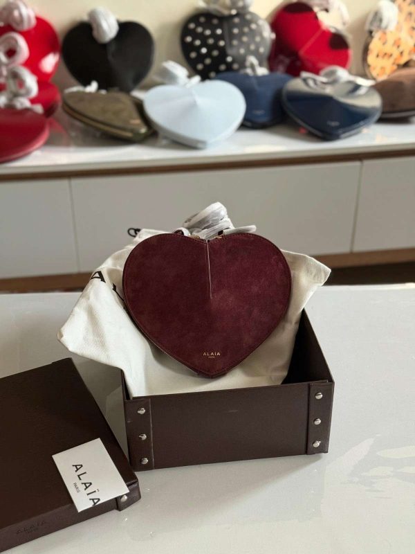 Alaia Le Coeur Bag Burgundy Suede
