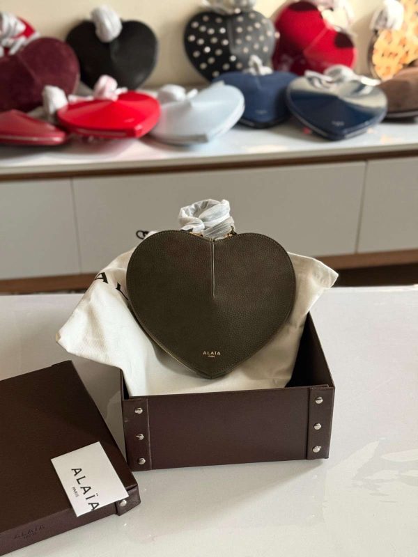 Alaia Le Coeur Bag Khaki Green Suede