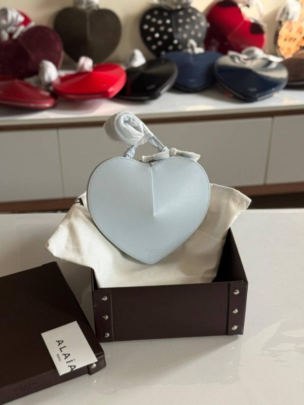 Alaia Le Coeur Bag Light Blue Suede
