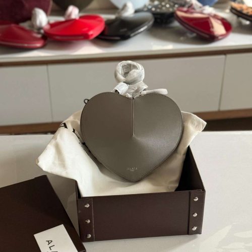 Alaia Le Coeur Bag Taupe Suede