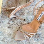 Aquazzura Tell Me 85MM Crystal Embellished Satin Sandals In Beige