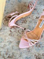 Aquazzura Tell Me 85MM Crystal Embellished Satin Sandals In Light Pink