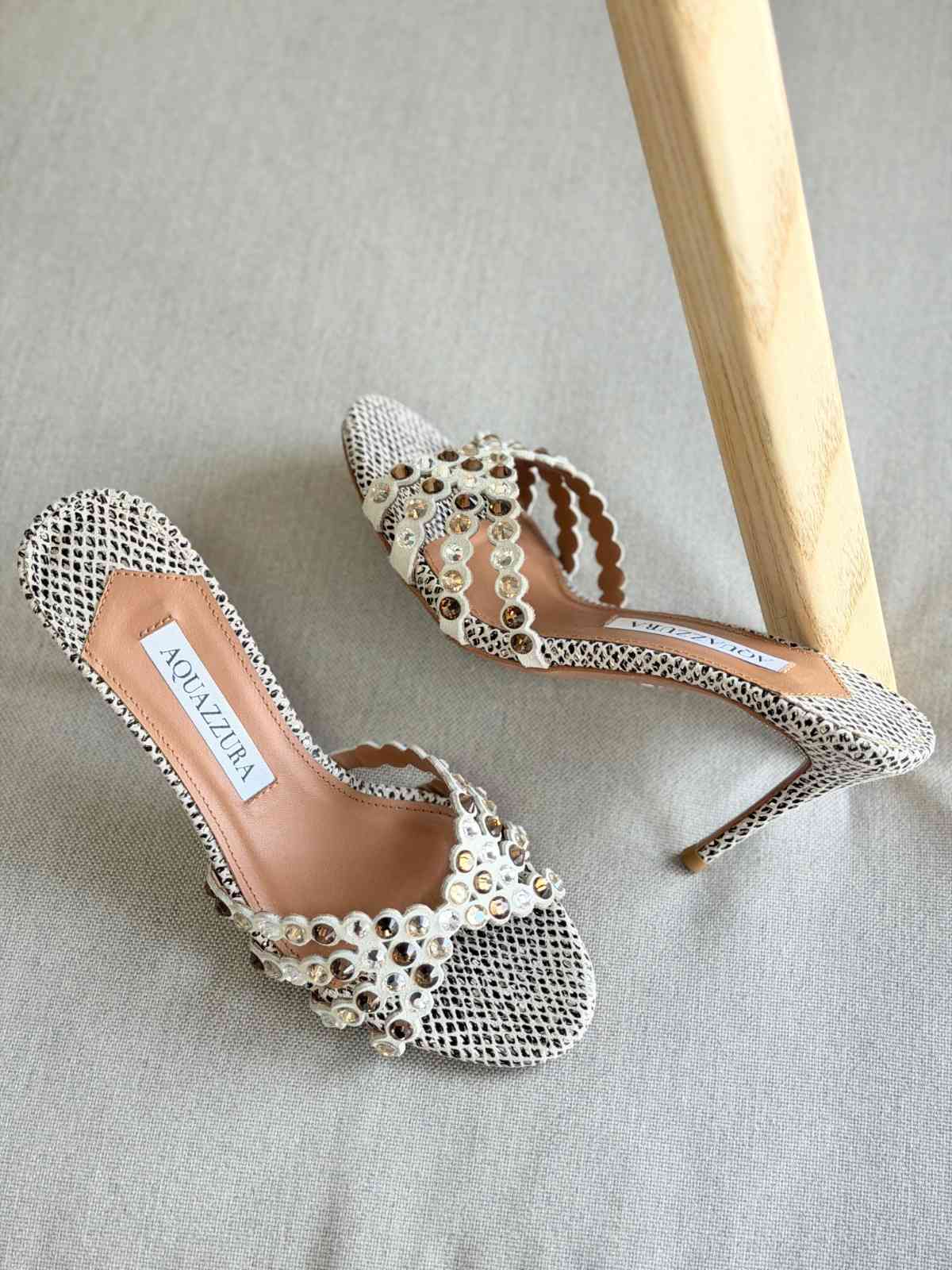 Aquazzura Tequila 75MM Crystal Embellished Dragon leather In Grey Colour Aquazzura Tequila 75MM Crystal Embellished Dragon leather In Grey Colour