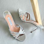 Aquazzura Tequila 75MM Crystal Embellished Leather Mules In Silver Metallic