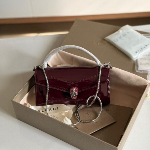 Bvlgari Burgundy Calf leather Serpenti Forever Phone Case