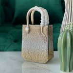 Bvlgari Mini Gold and Silver Gradient Crystal Leather Serpentine Tote Bag 