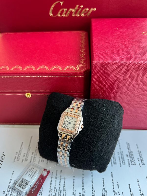 Cartier Panthere De Small Yellow Gold And Steel Case Diamond Ladies Watch W3PN0014