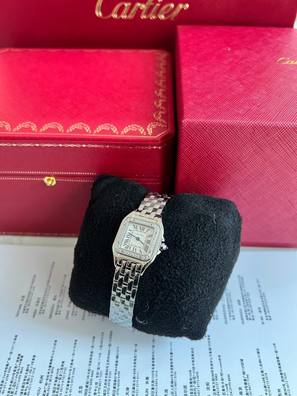 Cartier Panthere De Small Steel Diamond Bezel Ladies Watch W4PN0016