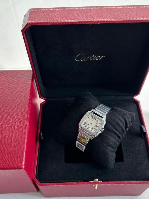 Cartier Santos De White Dial Stainless Steel Case Ref WSSA0029