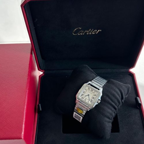 Cartier Santos De White Dial Stainless Steel Case Ref WSSA0029