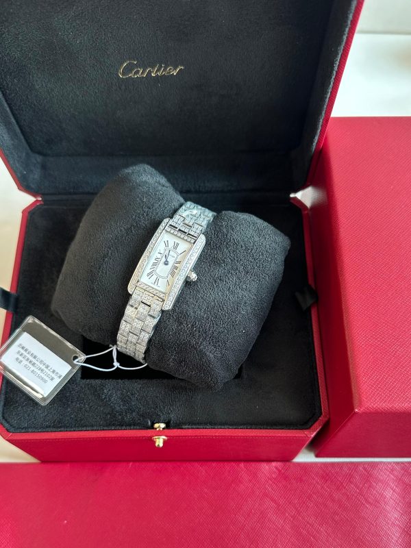 Cartier Tank Américaine Silver Dial White Gold CRWJTA0068 Ladies Watch