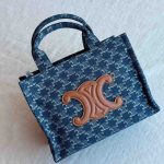 Celine Cabas Thais Small Bag Triomphe All Over Denim