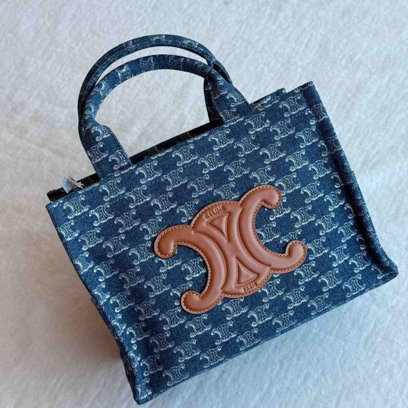 Celine Cabas Thais Small Bag Triomphe All Over Denim