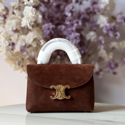Celine Teen Nino Bag Dark Brown Suede Calfskin