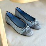 Chanel Ballerina Light Blue Denim Washed CC Cap Toe Flats