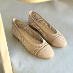 Chanel Beige Embroidered Cotton Ballet Flats