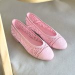 Chanel Pink Embroidered Cotton CC Cap Toe Ballet Flats