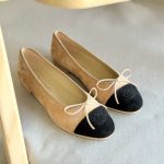Chanel Beige & Black suede ballet flats