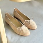 Chanel beige suede ballet flats
