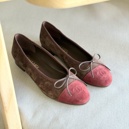 Chanel Suede Brown & Burgundy ballet flats