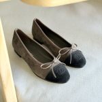 Chanel Dark Grey & Black suede ballet flats