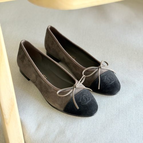 Chanel Dark Grey & Black suede ballet flats