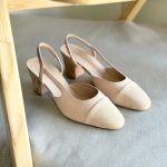 Chanel Two-Tone Light Beige Suede Leather Slingback Mid Heel Pumps