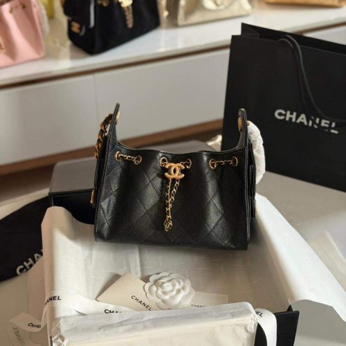 Chanel Mini 25 Quilted Caviar Calfskin Black
