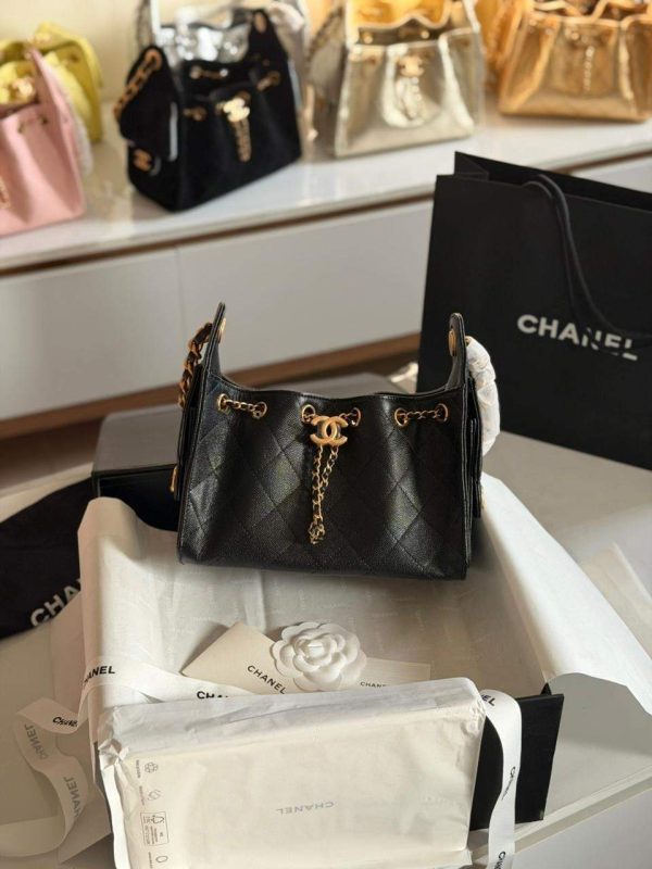 Chanel Mini 25 Quilted Caviar Calfskin Black