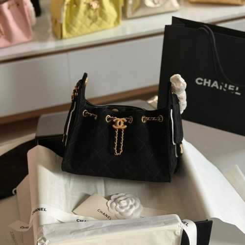 Chanel Mini 25 Black Quilted Suede