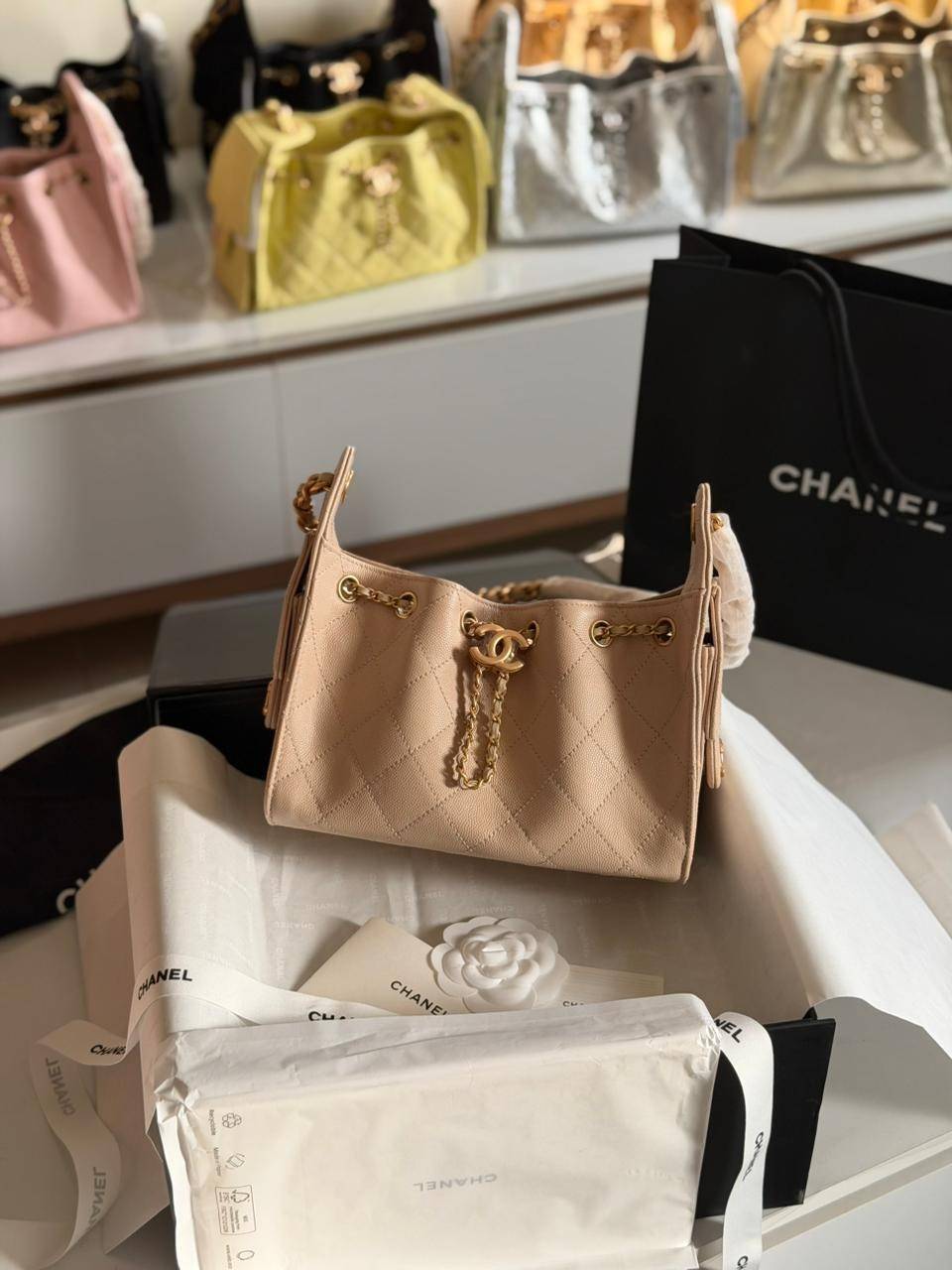 Chanel Mini 25 Light Beige Caviar Quilted Chanel Mini 25 Light Beige Caviar Quilted