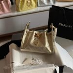 Chanel Mini 25 Calfskin Quilted Metallic Light Gold