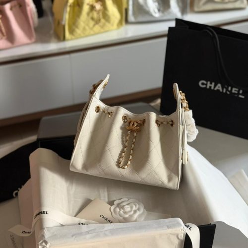 Chanel Mini 25 Quilted Caviar Calfskin White