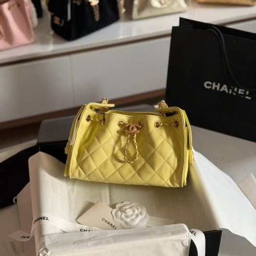 Chanel Mini 25 Quilted Caviar Calfskin Yellow