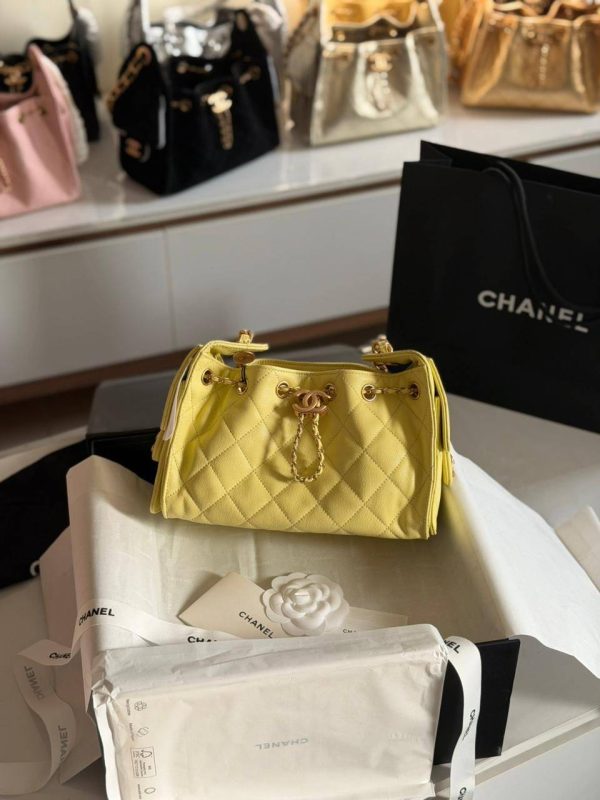 Chanel Mini 25 Quilted Caviar Calfskin Yellow